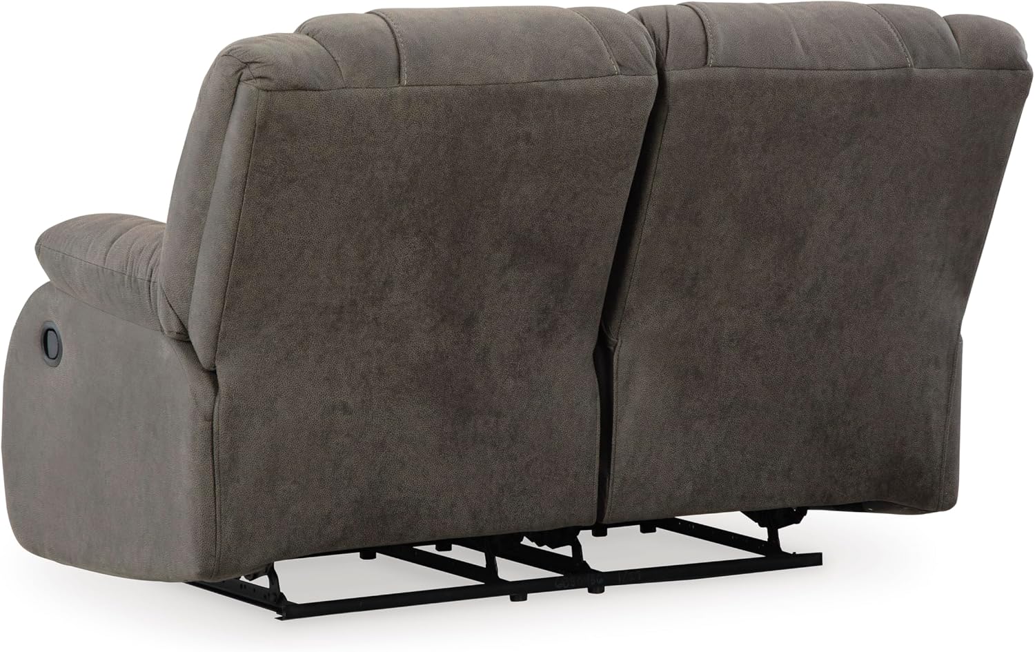 Signature Design by Ashley First Base Contemporary Faux Leather Manual Reclining Loveseat, Gray