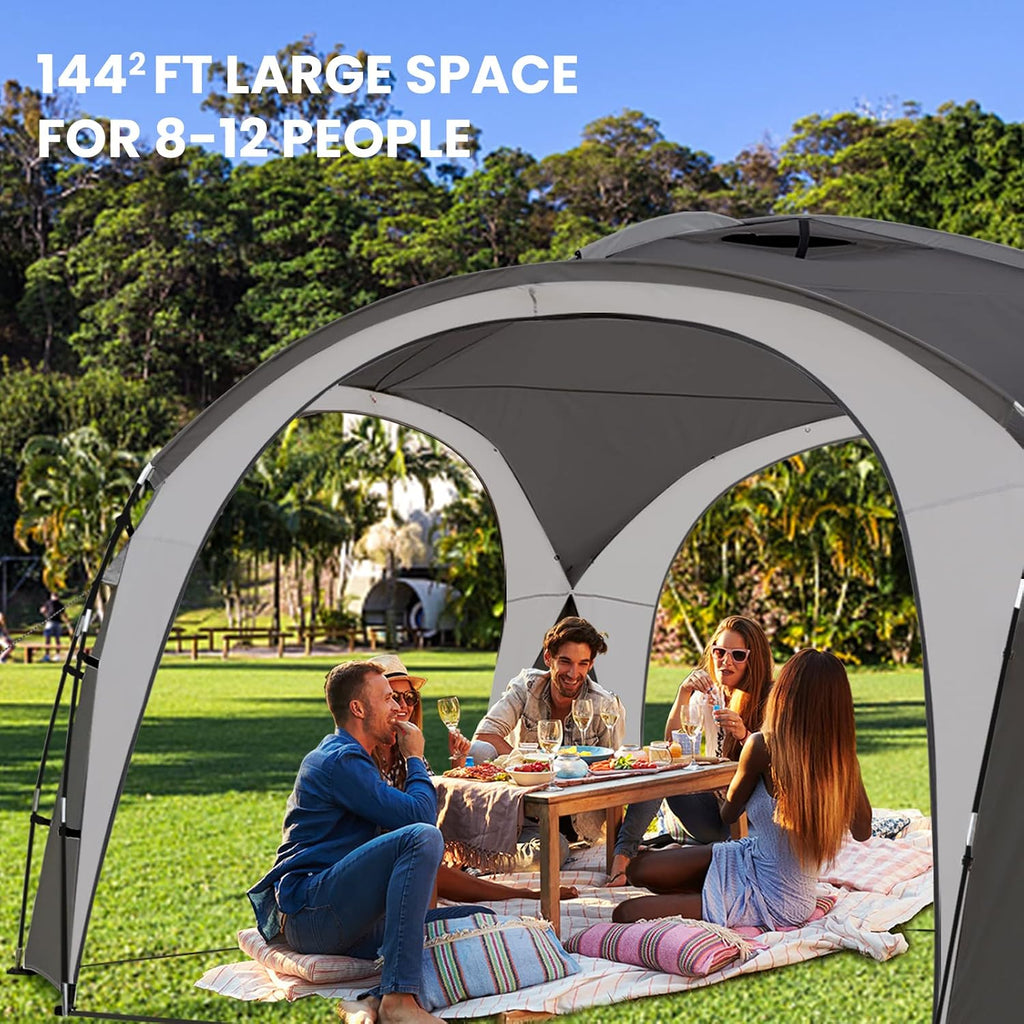 UNICAMPER Beach Tent 12 X 12ft Large UPF50+ Pop Up Canopy with 2-Pcs Side Wall