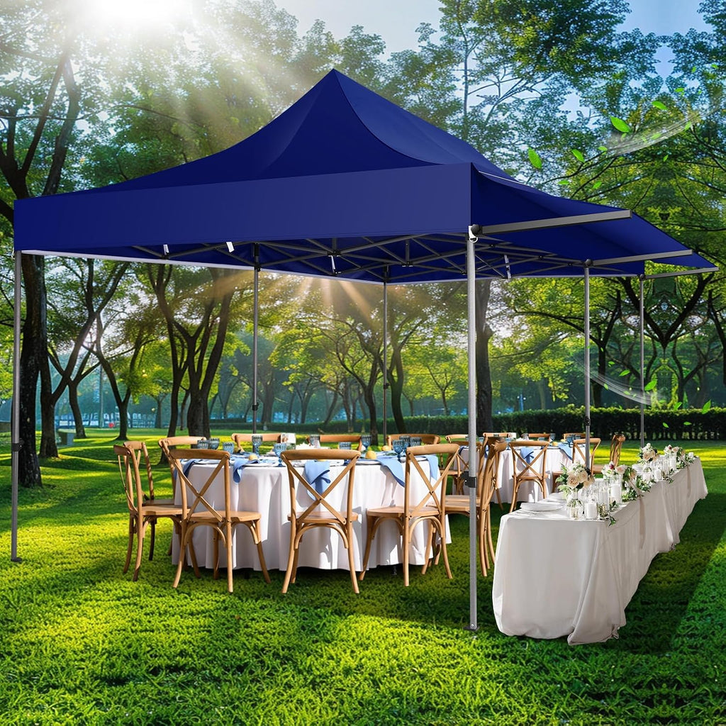 COBIZI 10x20 Pop Up Canopy Tent with Awning,Heavy Duty Canopy UPF 50+ All Season Wind Waterproof Commercial Outdoor Street Vendors Party Tents for Parties Canopy with Roller Bag(10 x 20 ft Dark Blue)