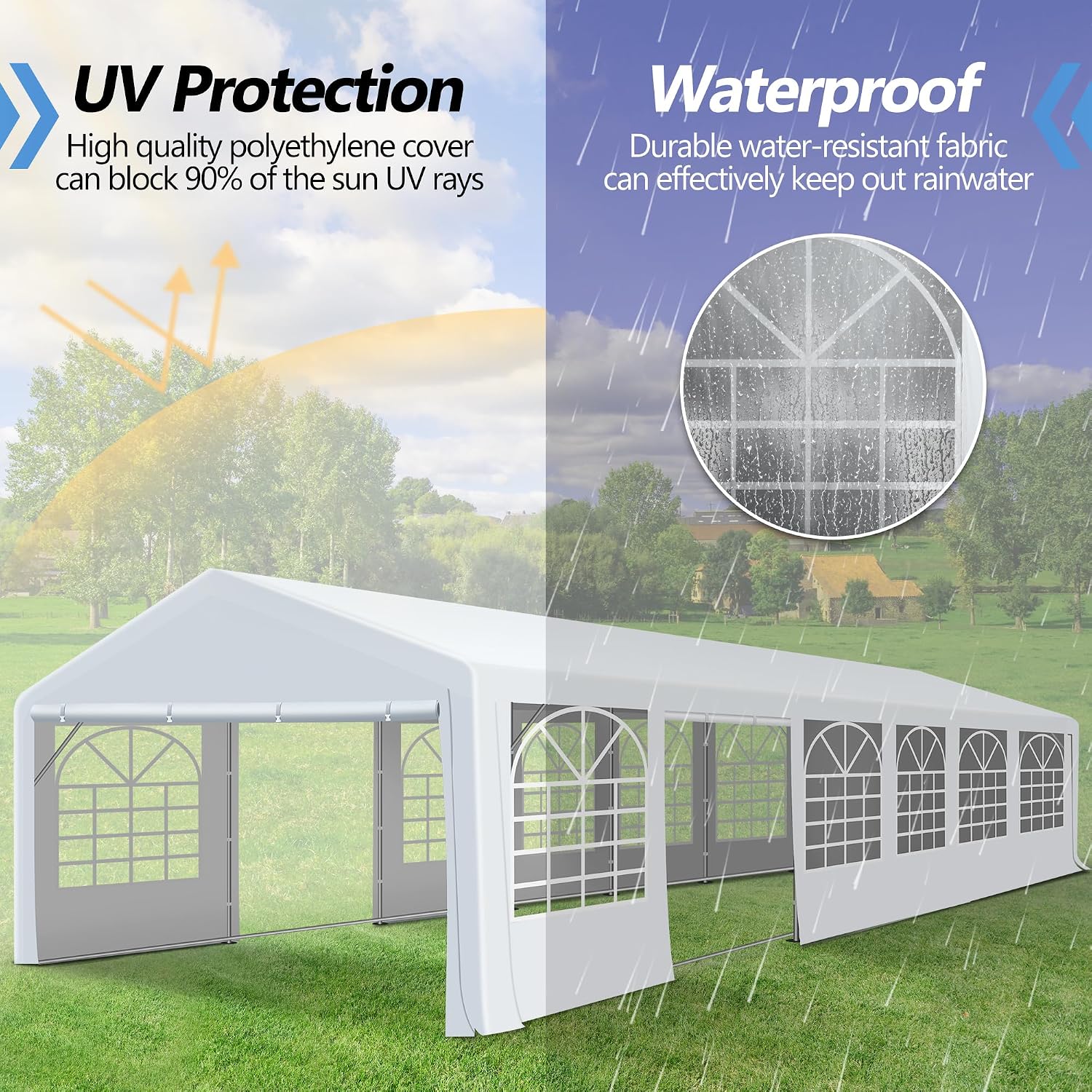 20'x40' Party Tent Heavy Duty, Large Party Canopy Wedding Event Tent with Removable Sidewalls & 5 Sand Bags for Parties Outside UV50+ Waterproof, Carpas para Fiestas (20x40 FT)