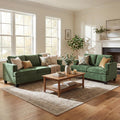 YOUDENOVA 2 Piece Set Comfy Sofa Couch, 3 Seater & Loveseat Sofa with Deep Seats, Modern Sleeper Couch for Living Room, Green Chenille