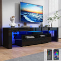 Uspeedy 70in TV Stand for 75/80 inch TV,Modern LED TV Stand for Living Room,Black TV Stands,High Gloss TV Entertainment Center with Storage Drawer,APP RGB Light,TV Console(71in Black)