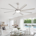ZMISHIBO 72 Inch Ceiling Fans with Lights, Indoor/Outdoor Industrial Ceiling Fan with 8 Aluminum Reversible Blade, Quiet DC Motor, 3CCT&6-Speed Remote Control, Damp Rated for Living Room/Garage/Gazebo