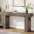 Tribesigns Farmhouse Console Table, 63-Inch Long Narrow Sofa Table Behind The Couch, Wooden Rectangular Entryway Table for Entrance, Hallway, Living Room (Grey)