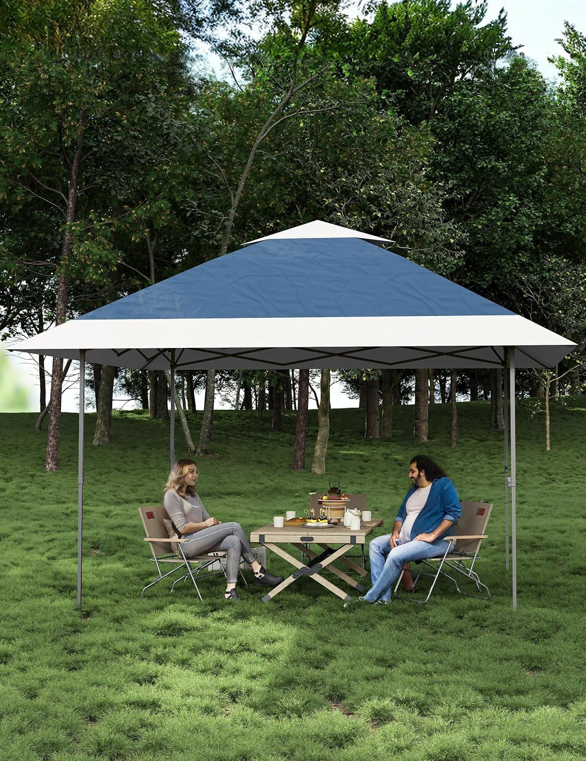 Garvee 13x13 ft Pop Up Gazebo, Canopy Tent on Clearance, Outdoor Patio Gazebos, Tent for Party, Wedding, Outdoor Dining, Backyard(Navy Blue+Hemp Grey)