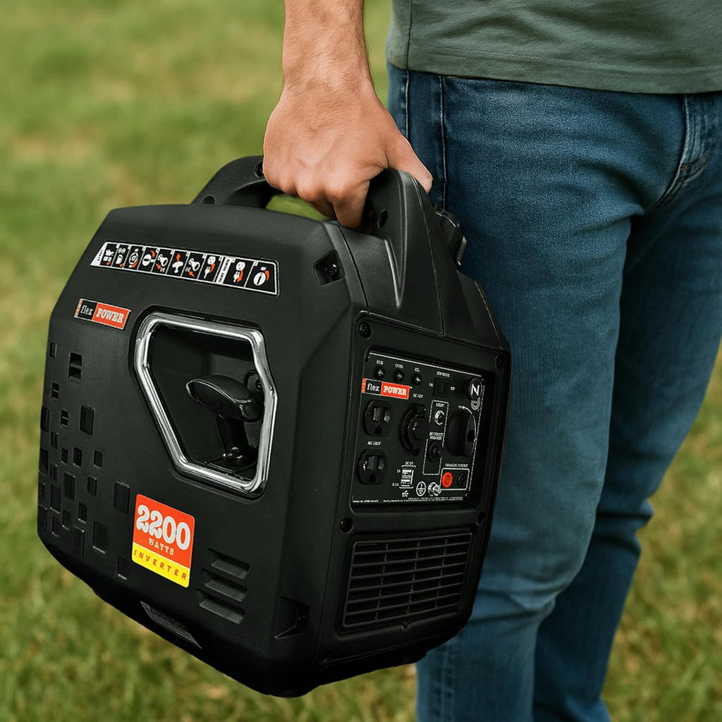 Flex Power® 2200i Silent Inverter Generator. 2200 watt. RVMP Flex Power 2200i | Hand Recoil | Silent Inverter | Portable Generator for RVs | Reliable and Clean Power | RVMP-220472 Black