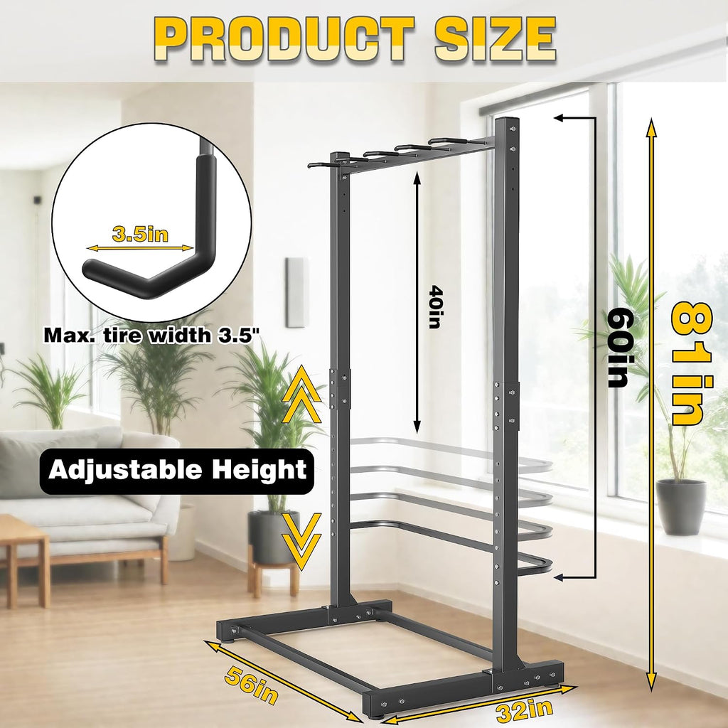 Ultrawall Freestanding Bike Rack, Vertical Bike Storage Stand for Garage, Indoor Bicycle Organizer, Holds Up to 5 Bikes