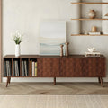 Merax 70' TV Stand for TVs Up to 80', Modern Entertainment Center with 3 Doors and Vertical Open Shelves, Media Console with Unique Mosaic Front Design for Living Room