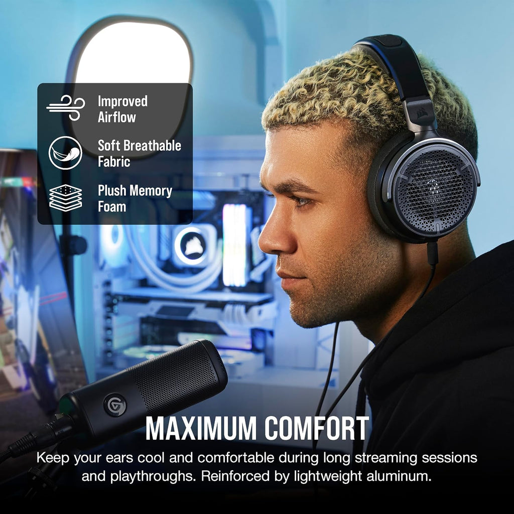 Corsair Virtuoso PRO Wired Open Back Gaming Headset - Detachable Uni-Directional Microphone - 50mm Graphene Drivers - 20Hz-40 kHz Frequency Response - Carbon