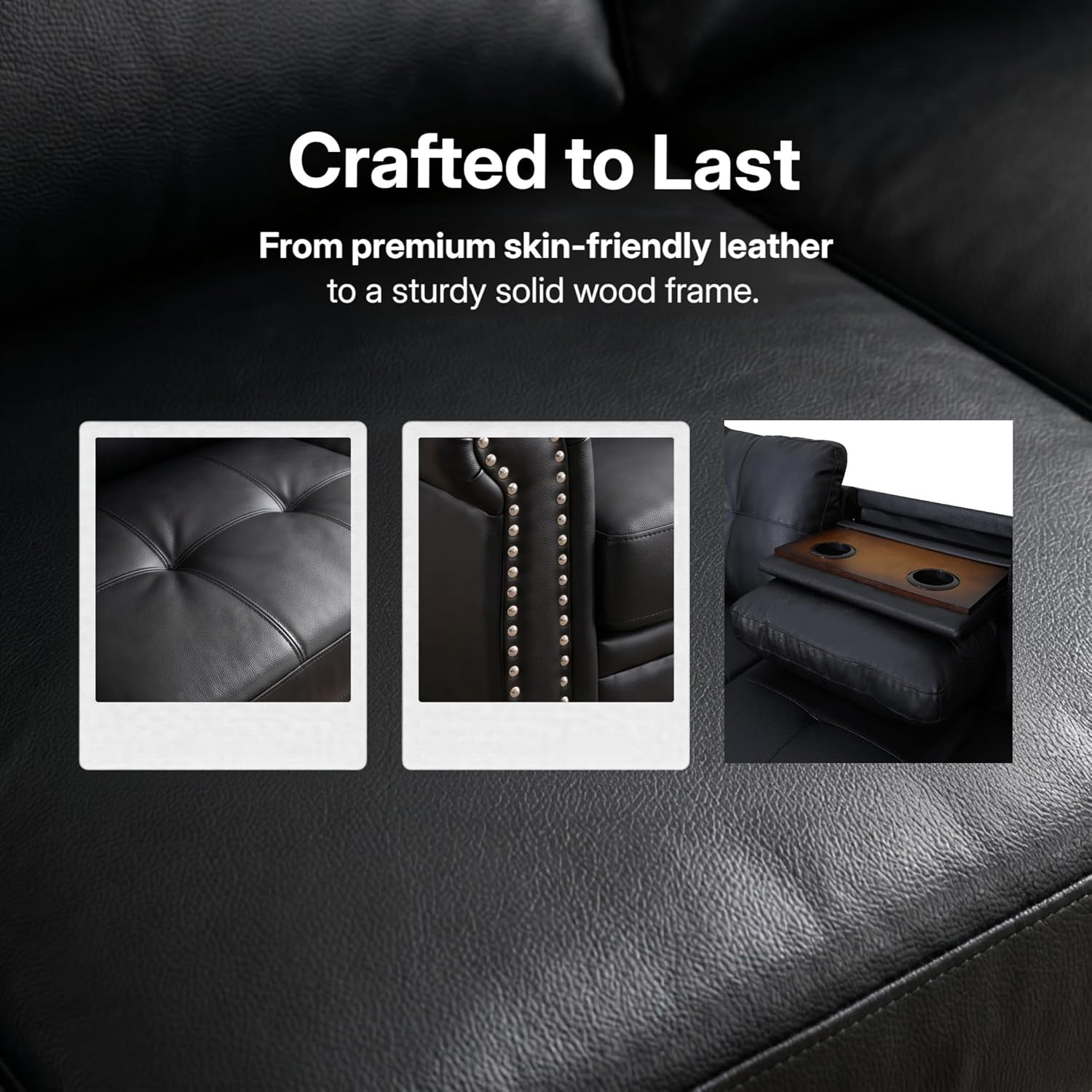 97.5' Leather L Shaped Couch Set Black, Modular Sectional Couches for Living Room with Storage Ottoman, 4 Seat Home Sofa Living Room Furniture Sets with Chaise for Apartment Office