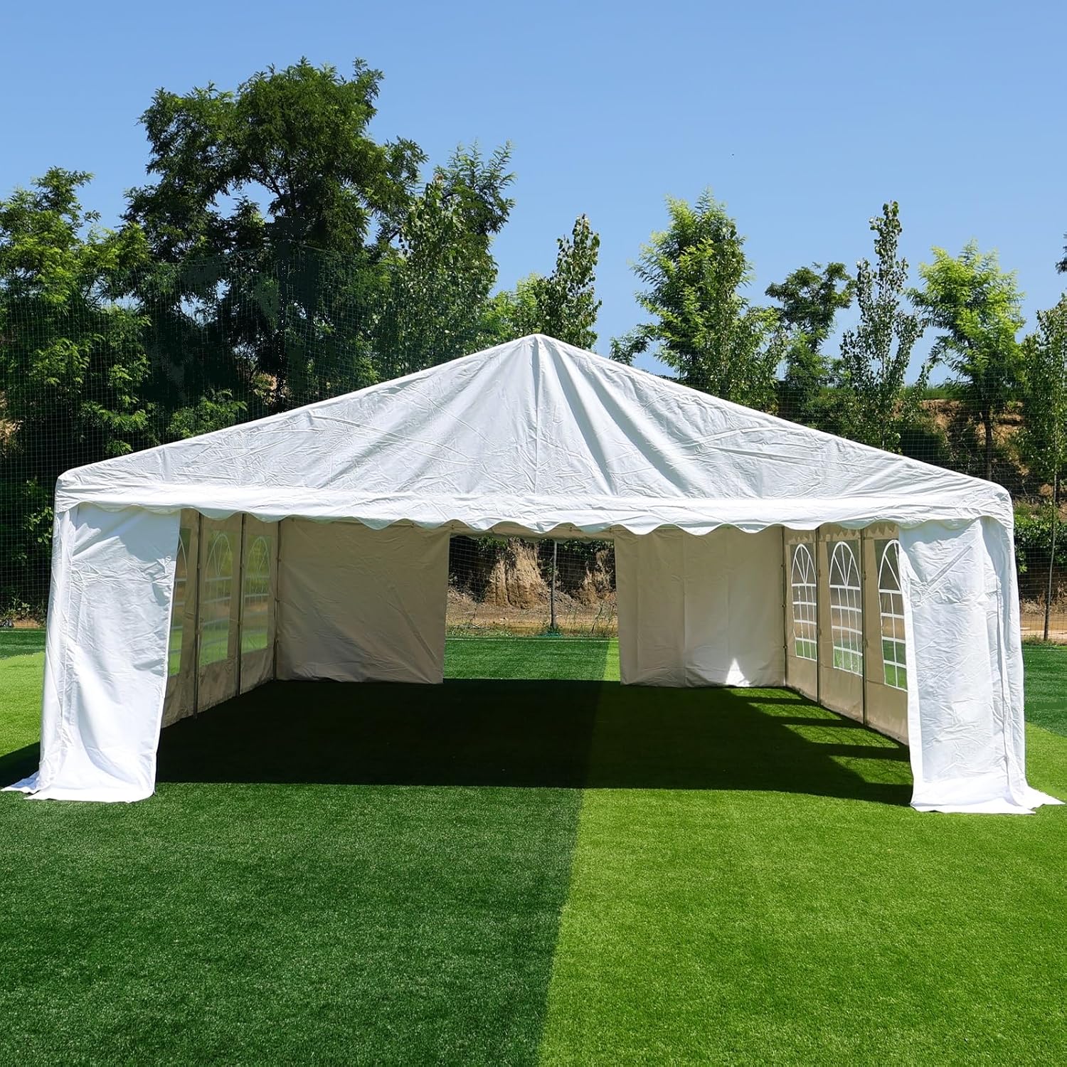 Party Tent 20x30 Heavy Duty Outdoor Commercial Event Tent, Ultimate Large Wedding Tent Carport Shelter Canopy with Removable Sidewall Windows, Elegant White Gazebo Perfect for Dream Weddings