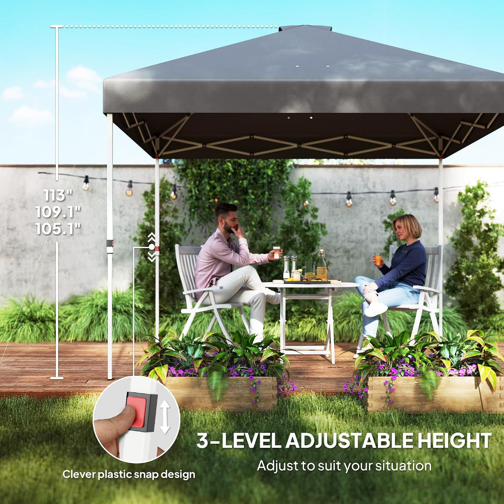Outsunny 10' x 10' Pop Up Canopy Tent with Sidewall, UPF50+ Instant Sun Shelter with Storage Pockets, Vented Roof for Parties, Height Adjustable, Carry Bag, Sand Bags for Outdoor Patio, Dark Gray