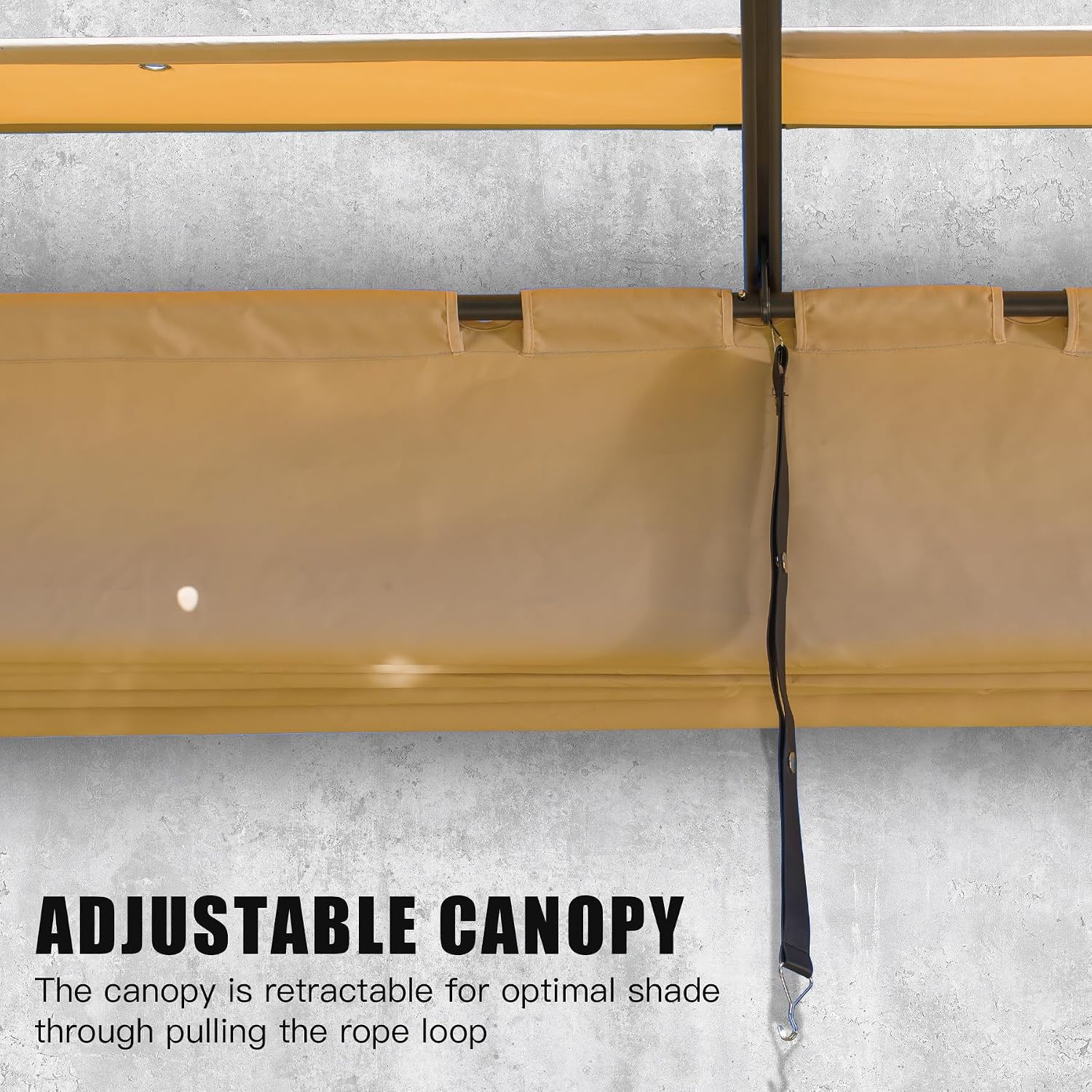 Domi Outdoor Living 9' x 13' Outdoor Retractable Pergola Against The Wall with Weather-Resistant Canopy Aluminum Garden Pergola Patio Grill Gazebo for Courtyard(Beige Canopy)