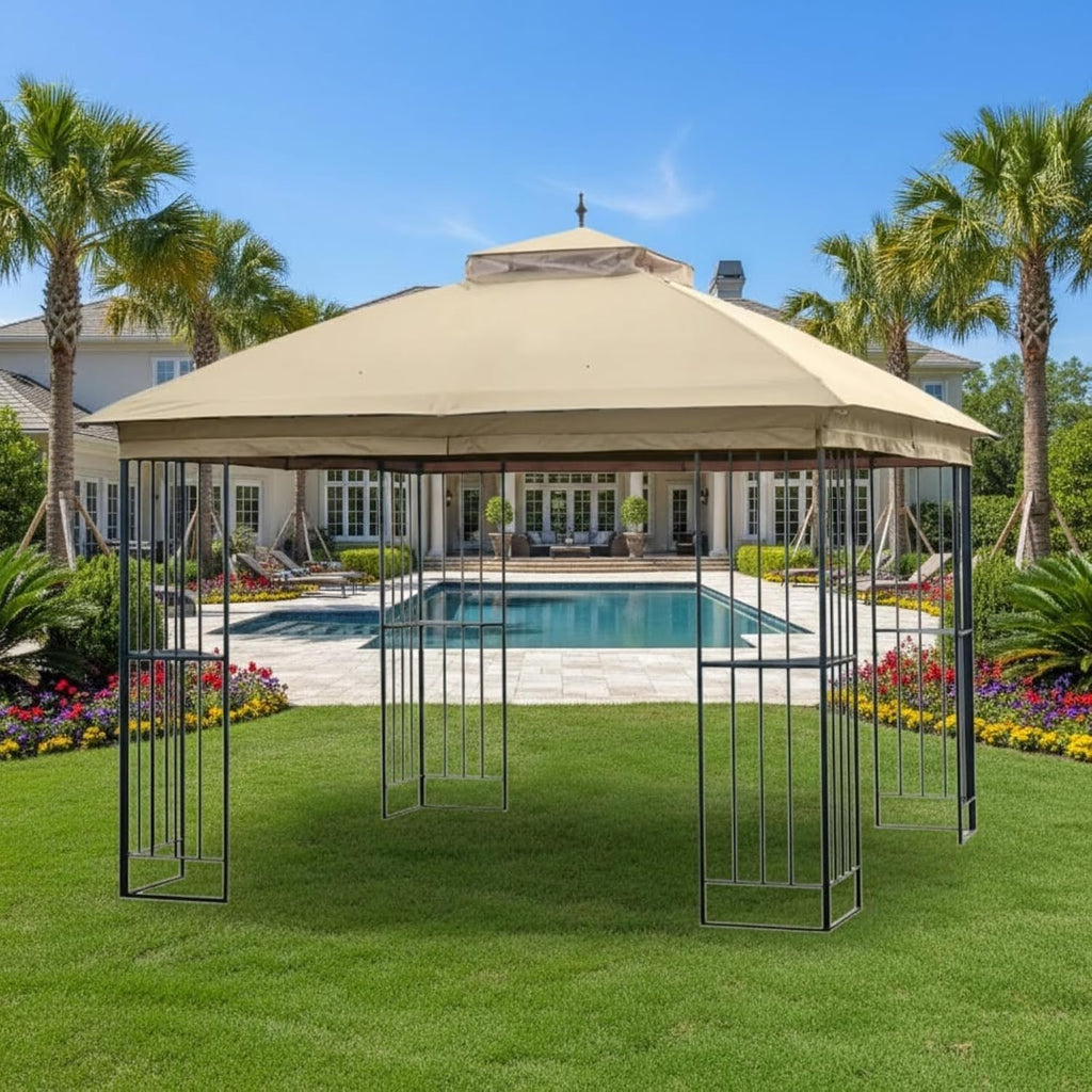 Garden Winds Reinforced RipLock 350 Replacement Canopy Top Cover Compatible with Style Selection 10' x 10' Gazebo Models TPGAZ9126A, TPGAZ9126B, TPGAZ9116D - Beige