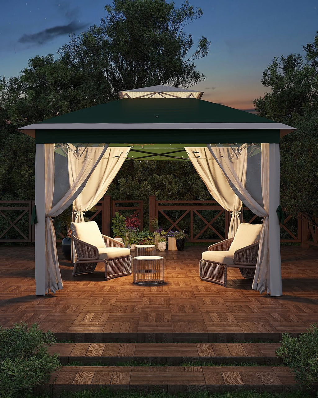11x11ft Pop Up Gazebo Tent with Mosquito Netting, Outdoor Canopy Shelter Easy Setup, Water & UV Resistant - Green