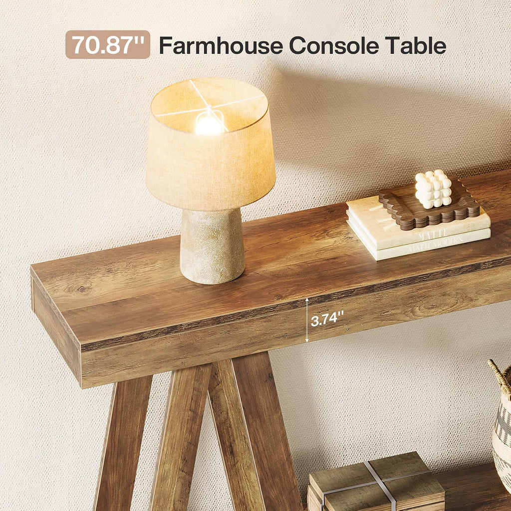 Tribesigns 70.87' Farmhouse Console Table, 2-Tier Entryway Accent Table Behind Sofa for Living Room, Entrance, Foyer