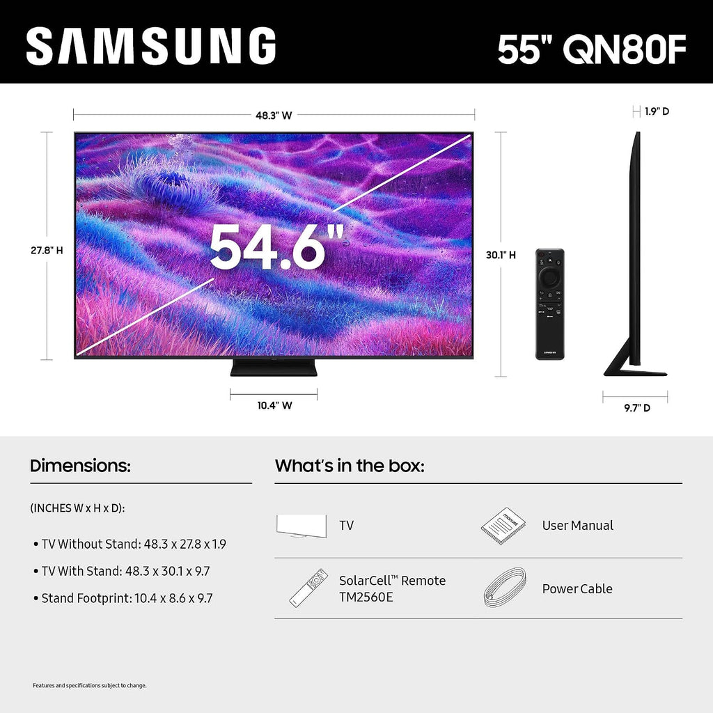 Samsung 55-Inch Class Neo QLED 4K QN80F Series, Vision AI, Mini LED Smart TV (2025 Model, 55QN80F) Neo Quantum HDR, Object Tracking Sound Lite w/Dolby Atmos, NQ4 Gen2 Processor, Alexa Built-in
