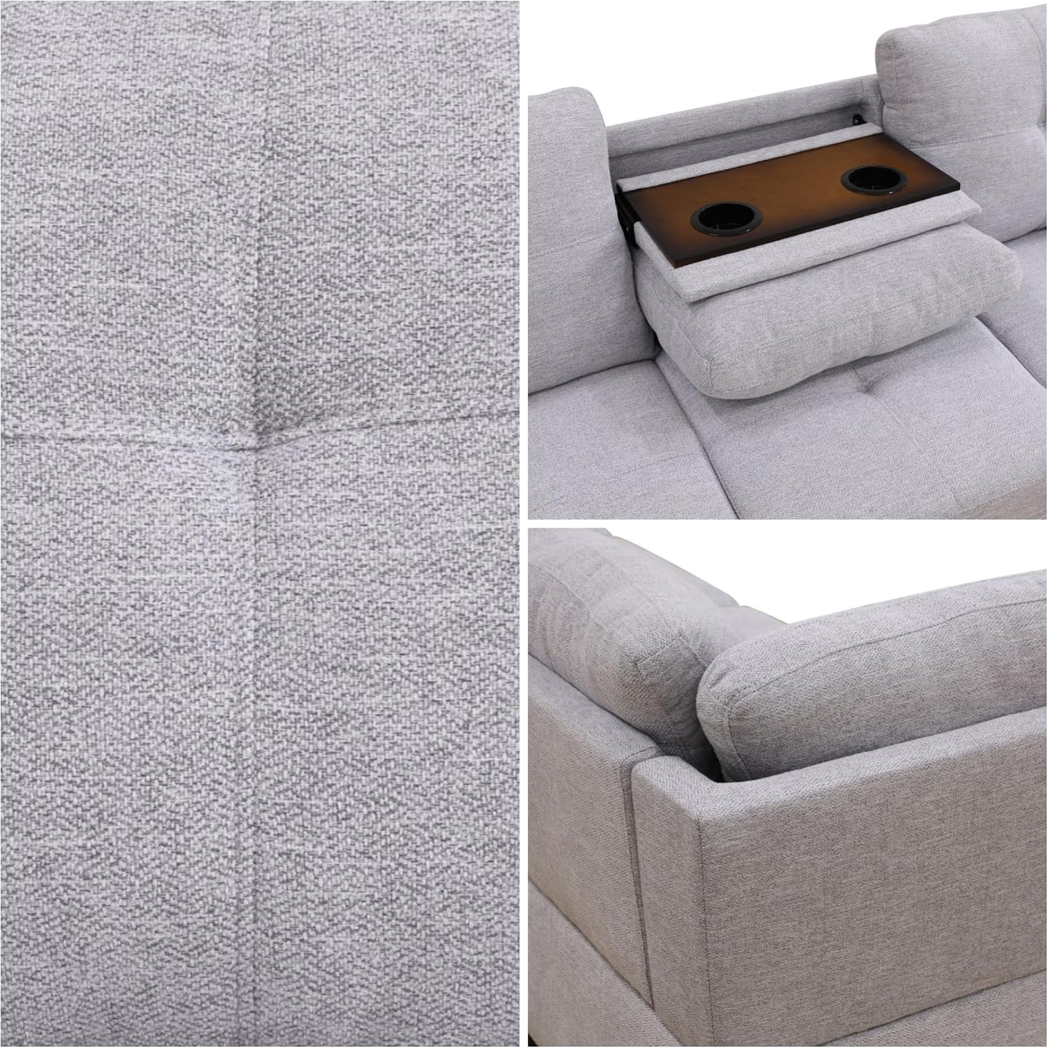 L-Shaped Sectional Sofa, Modern Sectional Couches Home Sofas for Living Room with Movable Chaise, Modular Living Room Sets Furniture for Apartment Bedroom & Office, Grey White