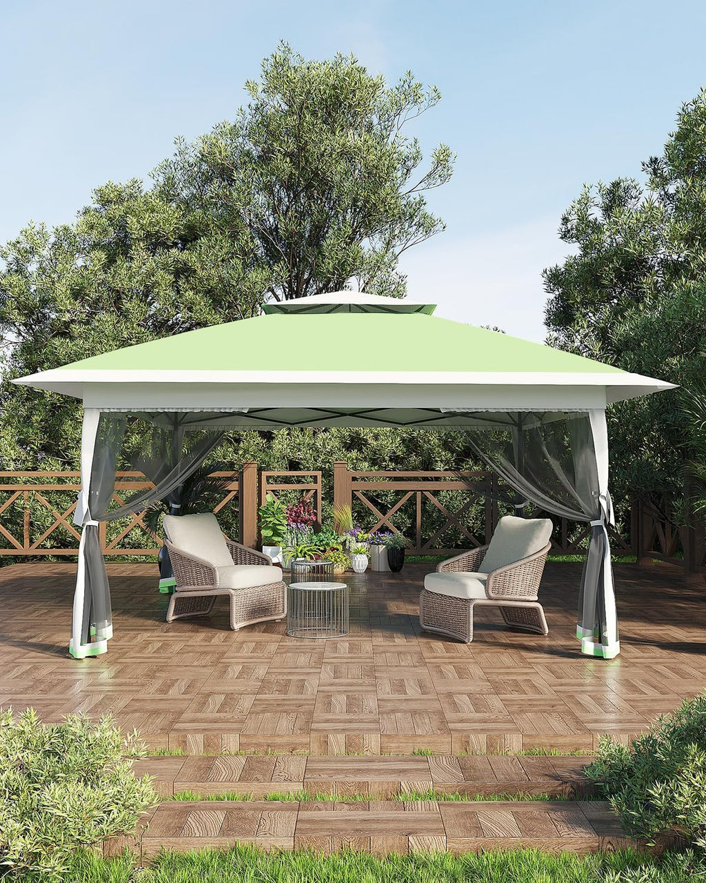 12x12 Canopy Tent, Pop Up Gazebo with Mosquito Netting, Outdoor Gazebo with 4 Sandbags & Wheeled Bag, pop up Canopy for Backyard & Patio Furniture, Patio, Deck