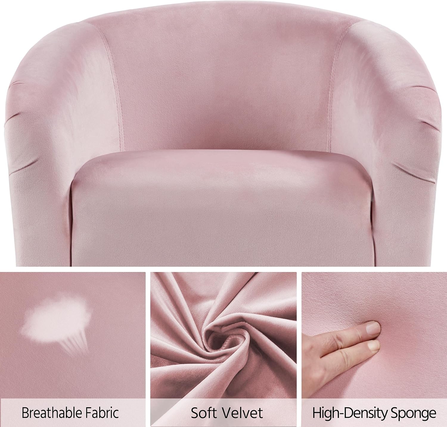 Yaheetech Accent Barrel Chair, Boucle Fabric Club Chair, Furry Sherpa Elegant Armchair with Cozy Soft Padded, Suitable for Living Room Bedroom Reception Room Office, Pink