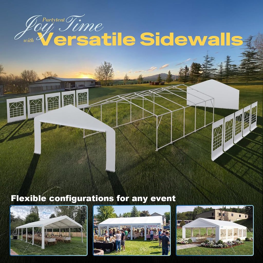 Quictent Premium 20x32 Party Tent Heavy Duty Outdoor Gazebo White Event Shelter Wedding Canopy Tent for Parties Carport BBQ with Removable Sidewall Windows & Storage Bags
