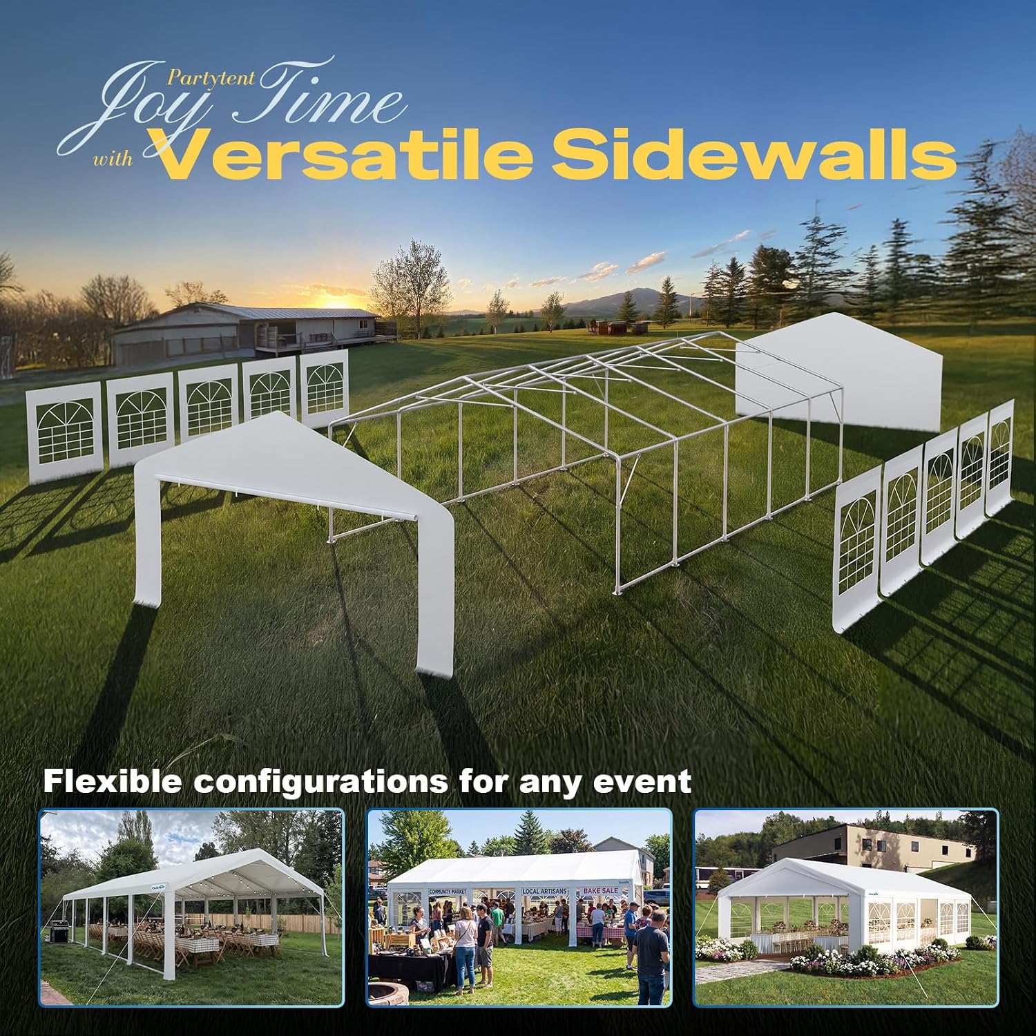 Quictent Premium 20x32 Party Tent Heavy Duty Outdoor Gazebo White Event Shelter Wedding Canopy Tent for Parties Carport BBQ with Removable Sidewall Windows & Storage Bags
