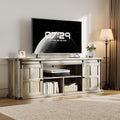 IDEALHOUSE Farmhouse TV Stand for 75 Inch TV, Entertainment Center with Storage Cabinets and Sliding Barn Doors, Media TV Console Table for Living Room Bedroom