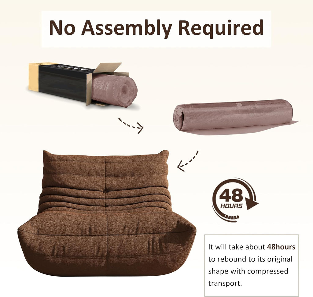 Bean Bag Chair, Cozy Memory Foam Bean Bag Chairs for Adults, Comfy Fireside Accent Chair Lazy Floor Chair for Gaming Bedroom Living Room (Coffee, Loveseat)
