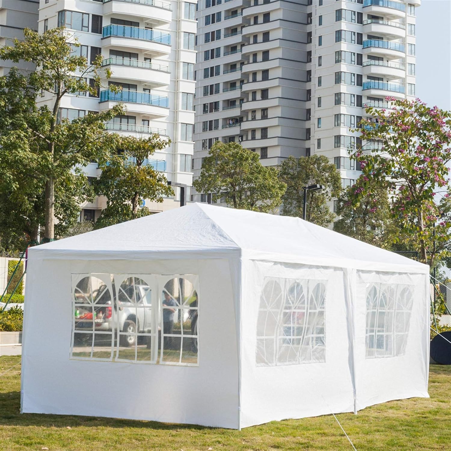 Outdoor Gazebo Canopy Wedding Party Tent Camping Shelter Commercial Instant Shelter Waterproof Tent with Removable Side Walls (Upgrade 10'x20' Six Sides Two Doors)