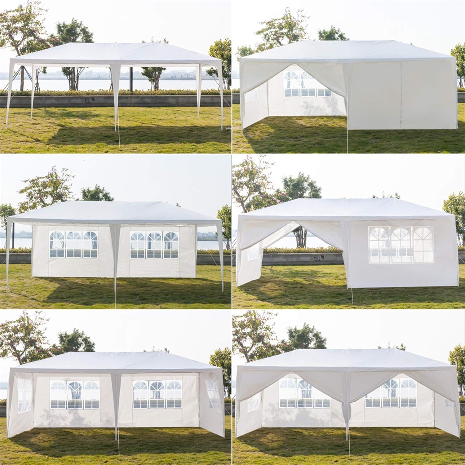 Outdoor Gazebo Canopy Wedding Party Tent Camping Shelter Commercial Instant Shelter Waterproof Tent with Removable Side Walls (Upgrade 10'x20' Six Sides Two Doors)