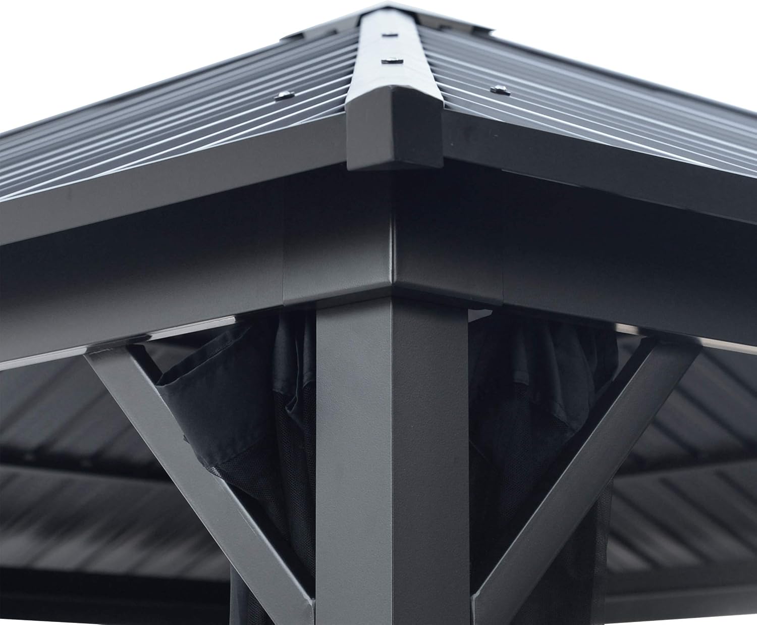 GDF Studio 10' x 10' Outdoor Modern Aluminum Hardtop Gazebo, Black