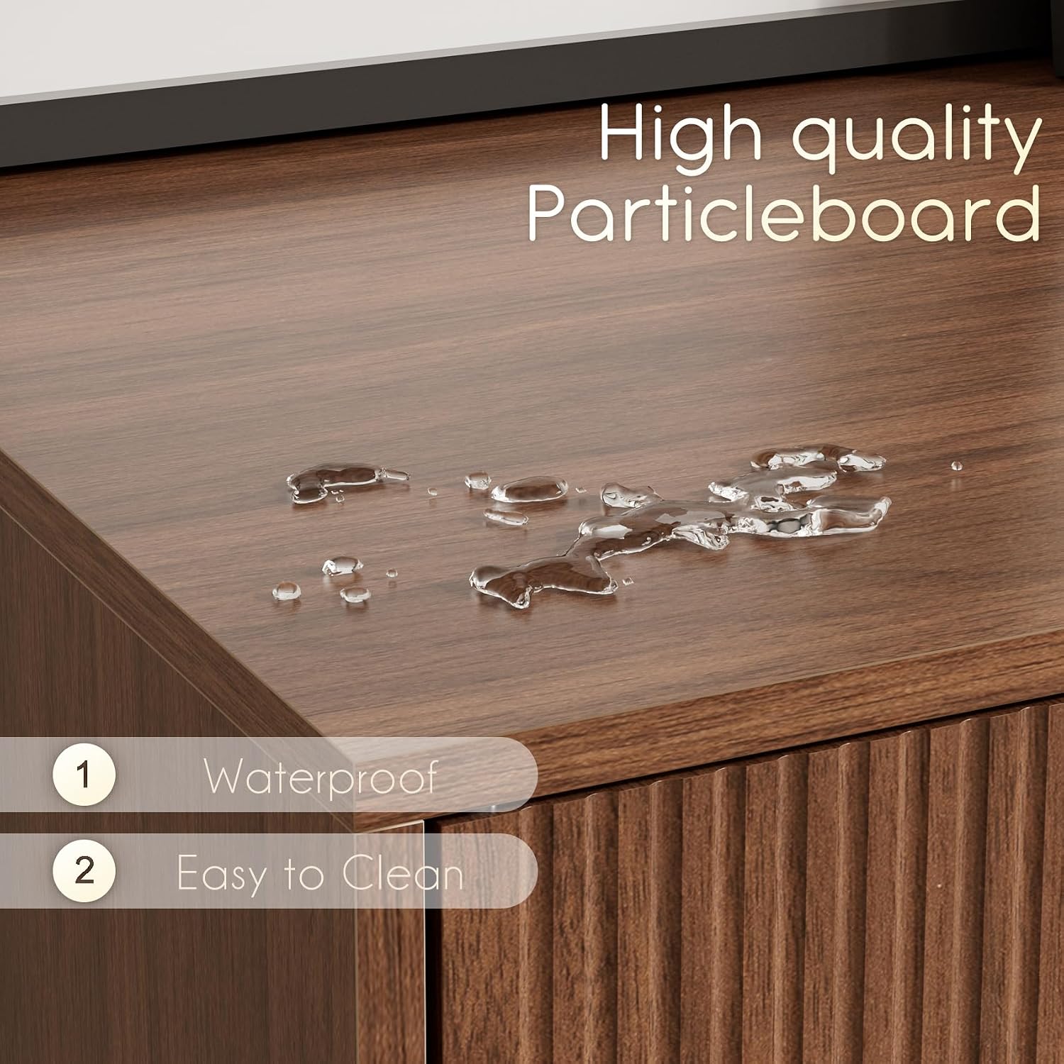 TV Stand for 55-65 Inch TV, Entertainment Center with Soft Hinge Door,TV Console Table with 2 Cabinets with Gold Handle and Feet,for Living Room, Bedroom, Walnut