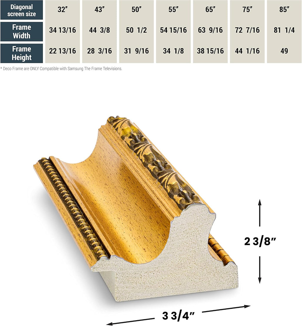 Ornate Gold 55' Premiere Deco TV Frame - Compatible ONLY with Samsung The Frame TVs (Fits 2021-2026, LS03A, LS03B, LS03C, LS03D, LS03FA)
