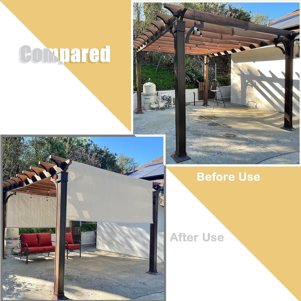 Alion Home Universal Breathable Pergola Cover - Pergola Replacement Canopy - Outdoor Adjustable Sun Shade Cover with Heavy Duty Metal Weighted Rods (12' x 10', Smoke Tan)