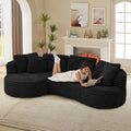 120'W Oversized Modern Curved Cloud Couch,Corduroy Modular Sectional Sofa with Chaise, L Shaped Boneless Couch, Compression Foam Sofa for Living Room Bedroom, No Assembly Required(Left Facing, Black)