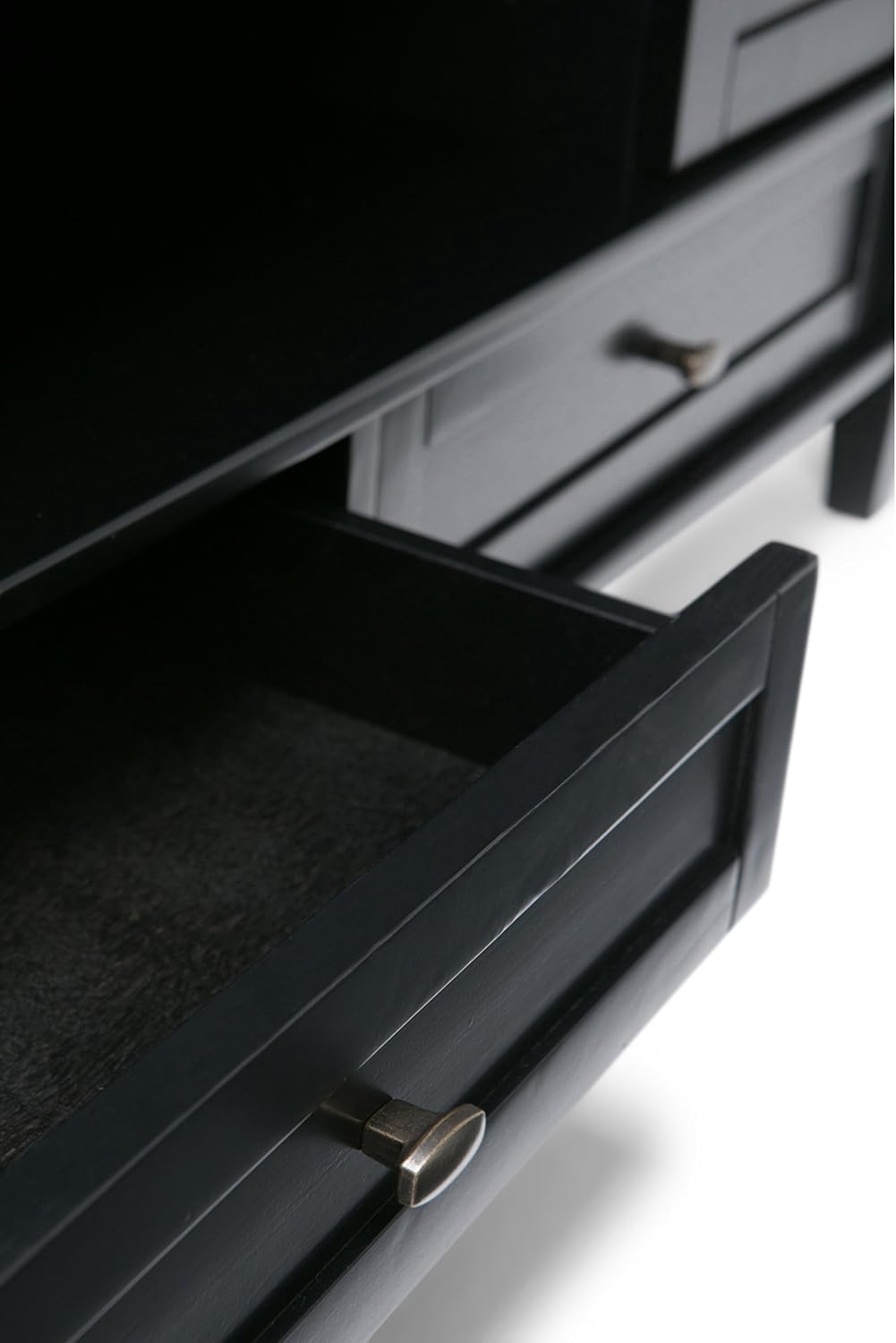 SIMPLIHOME Warm Shaker TV Stand - 47 inch Wide Solid Wood Media Console in Black, Transitional Entertainment Center for TVs up to 50 Inches with 2 Cabinets, 2 Drawers, and Cord Management