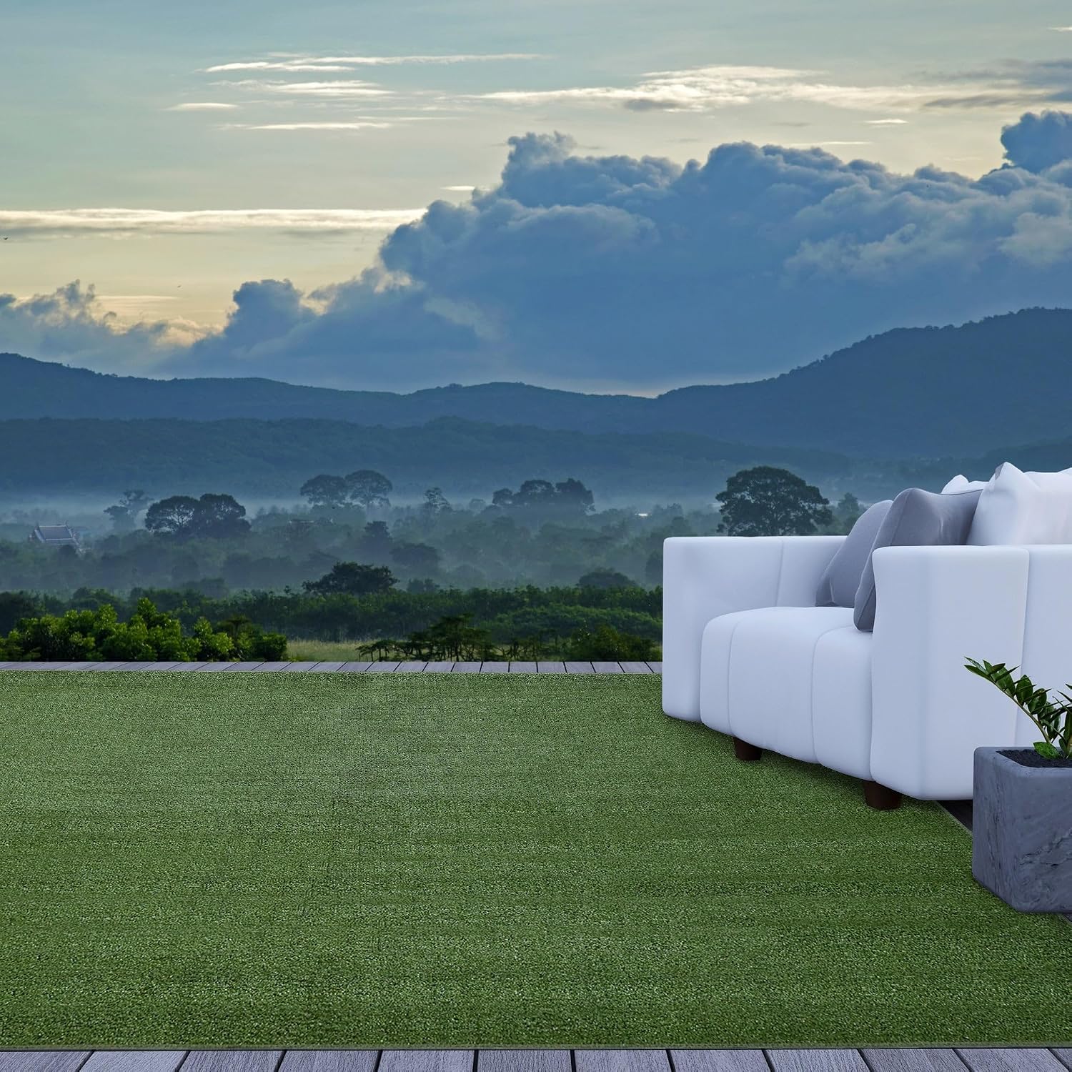 iCustomRug Synthetic Grass Rug – 12 x 20ft Lawn Green Turf Carpet for Patios, Yards, Boats, Camping – Indoor/Outdoor Use
