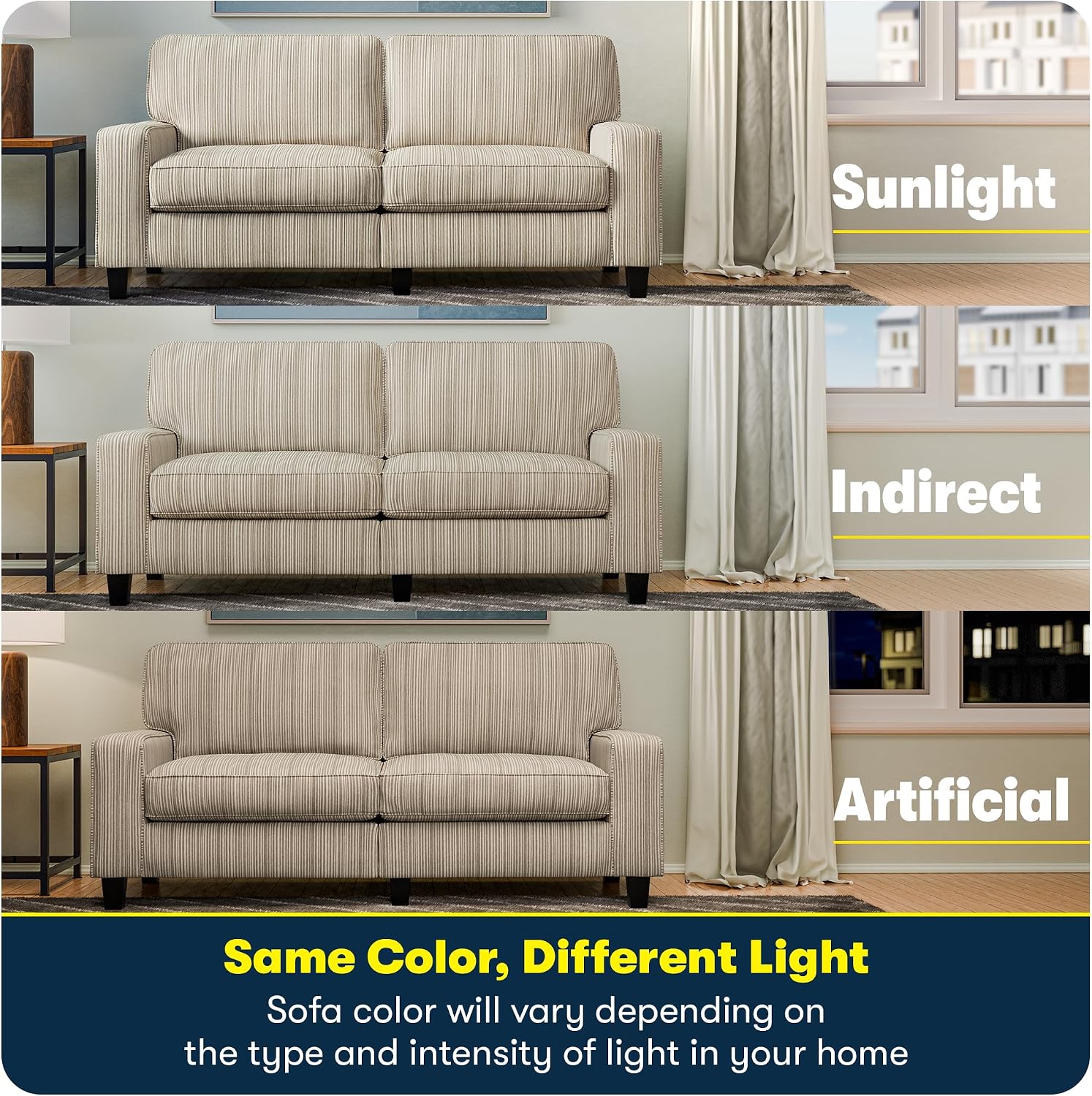 Serta Palisades 78' Track Arm Sofa, Easy Care Polyester, Soft Pillow Back, Pocket Coil Seat Cushions, Removable Covers, Loveseat or Couch for Small Spaces, Living Rooms or Bedrooms, Beige