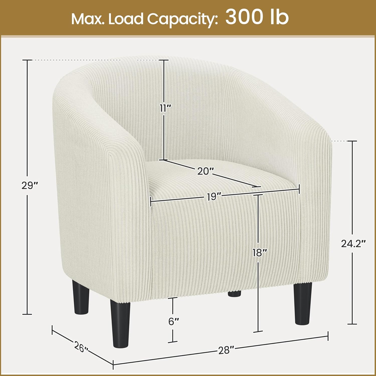 Yaheetech Accent Barrel Chair, Corduroy Fabric Club Chair, Furry Sherpa Elegant Armchair with Cozy Soft Padded, Suitable for Living Room Bedroom Reception Room Office, Beige