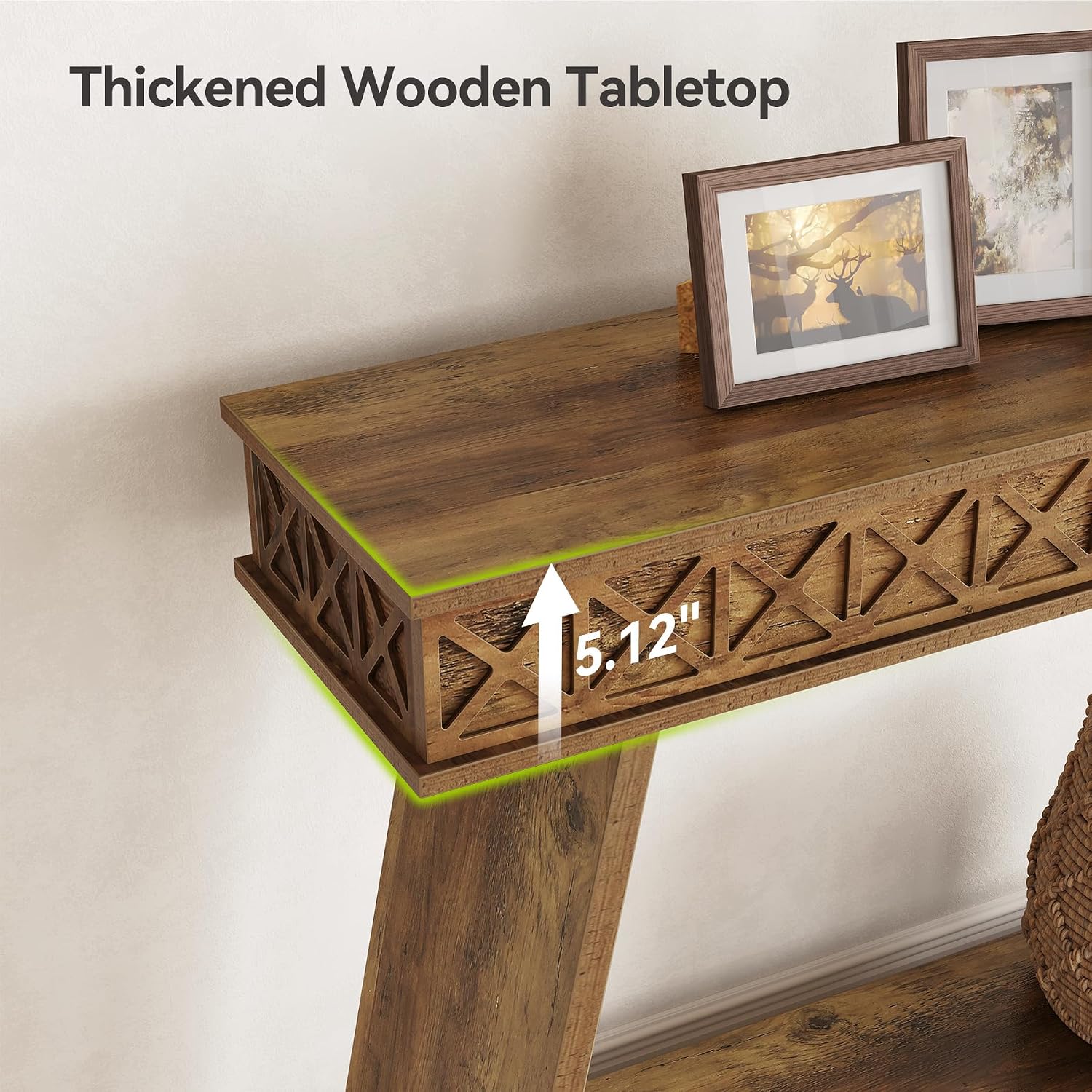 LITTLE TREE 70.87' Long Farmhouse Console Table, 2-Tier Shelf Narrow Accent Entryway Sofa Table for Living Room, Behind Couch, Hallway - Brown