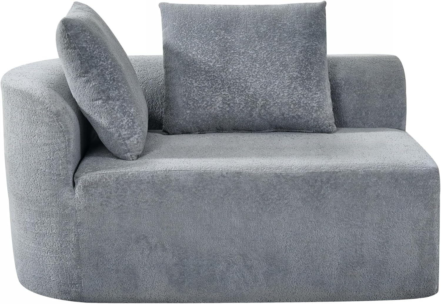 Merax 116' Curved Polyester Sectional Sofa, Modern Pearl Upholstery 3 Seat Cloud Couch with Chaise Lounge & 4 Pillows for Living Room, Light Gray