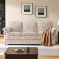 ONBRILL 86.6' Corduroy Couches for Living Room, Comfy 3 Seater Sofa with Pillow-Top Armrest & Dual-Layer Cushions, Mid Century Modern Couch for Bedroom, Apartment, Beige