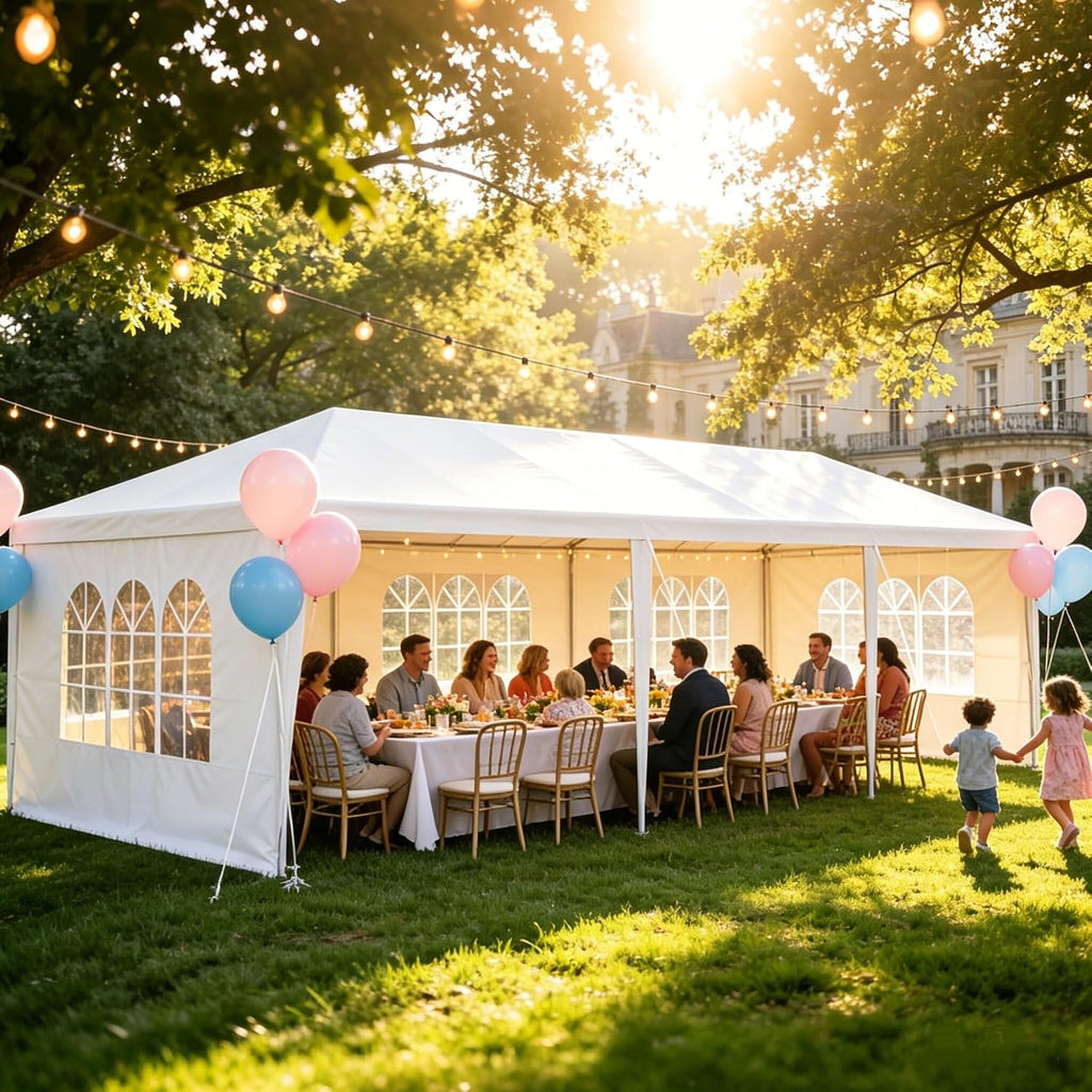 10x30 Party Tent Heavy Duty Outdoor Canopy Tents for Parties with 5 Removable Sidewalls Outside Large Gazebo Shelter Carpas para Fiestas for Backyard Patio Events Wedding BBQ, White