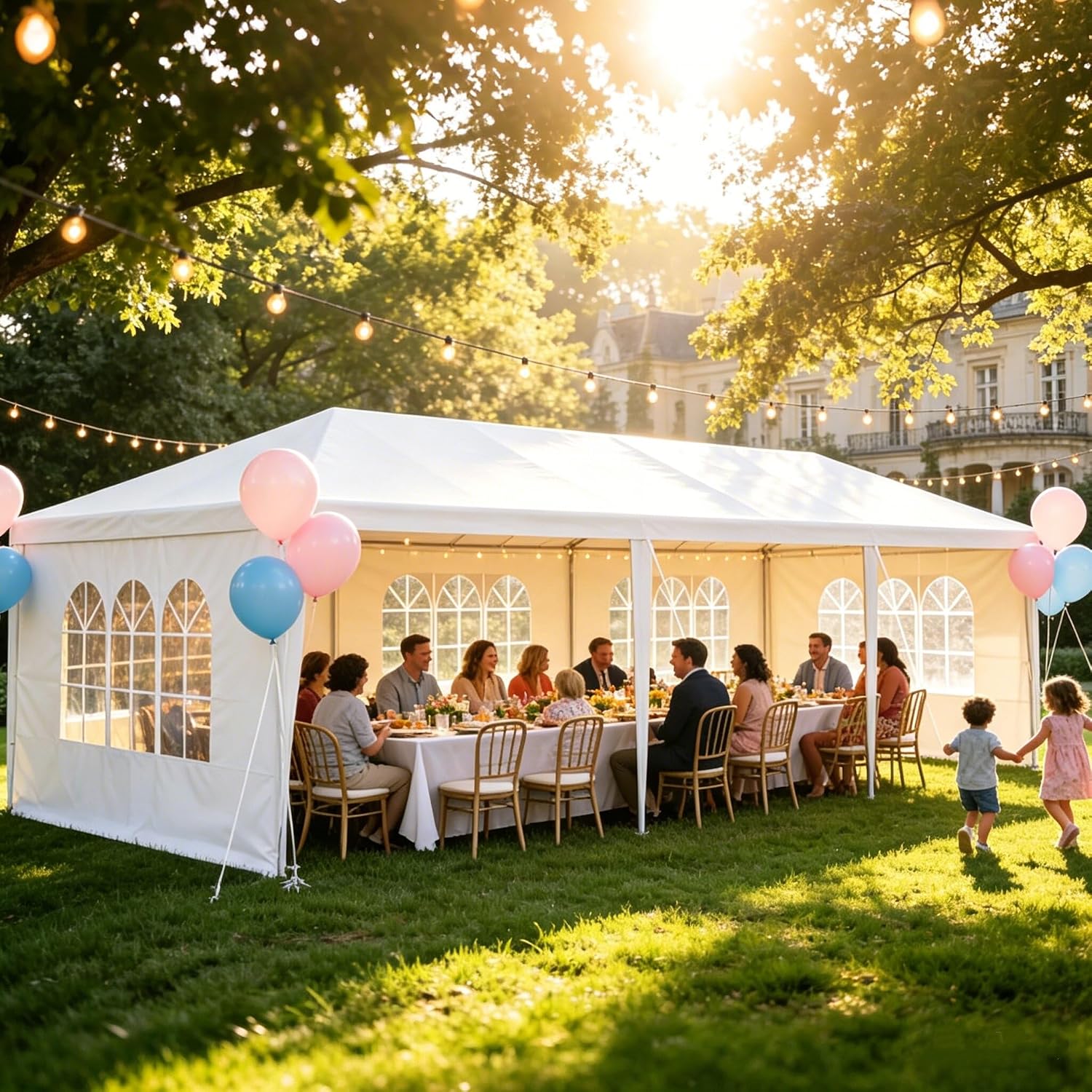 10x30 Party Tent Heavy Duty Outdoor Canopy Tents for Parties with 5 Removable Sidewalls Outside Large Gazebo Shelter Carpas para Fiestas for Backyard Patio Events Wedding BBQ, White