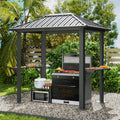8' x 5' Single Roof BBQ Gazebo with Metal Roof – Sturdy Steel Frame, Outdoor Pavilion for Grilling and Outdoor Activities