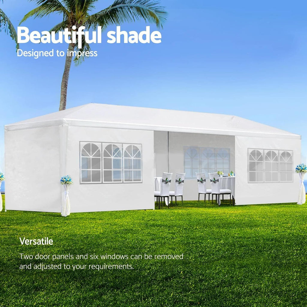10X30 FT Pop Up Canopy Tent, Outdoor Event Gazebo with 8 Removable Sidewalls, Wind-Resistant Frame & Easy Setup for Receptions, Party, Wedding, Corporate Events, White