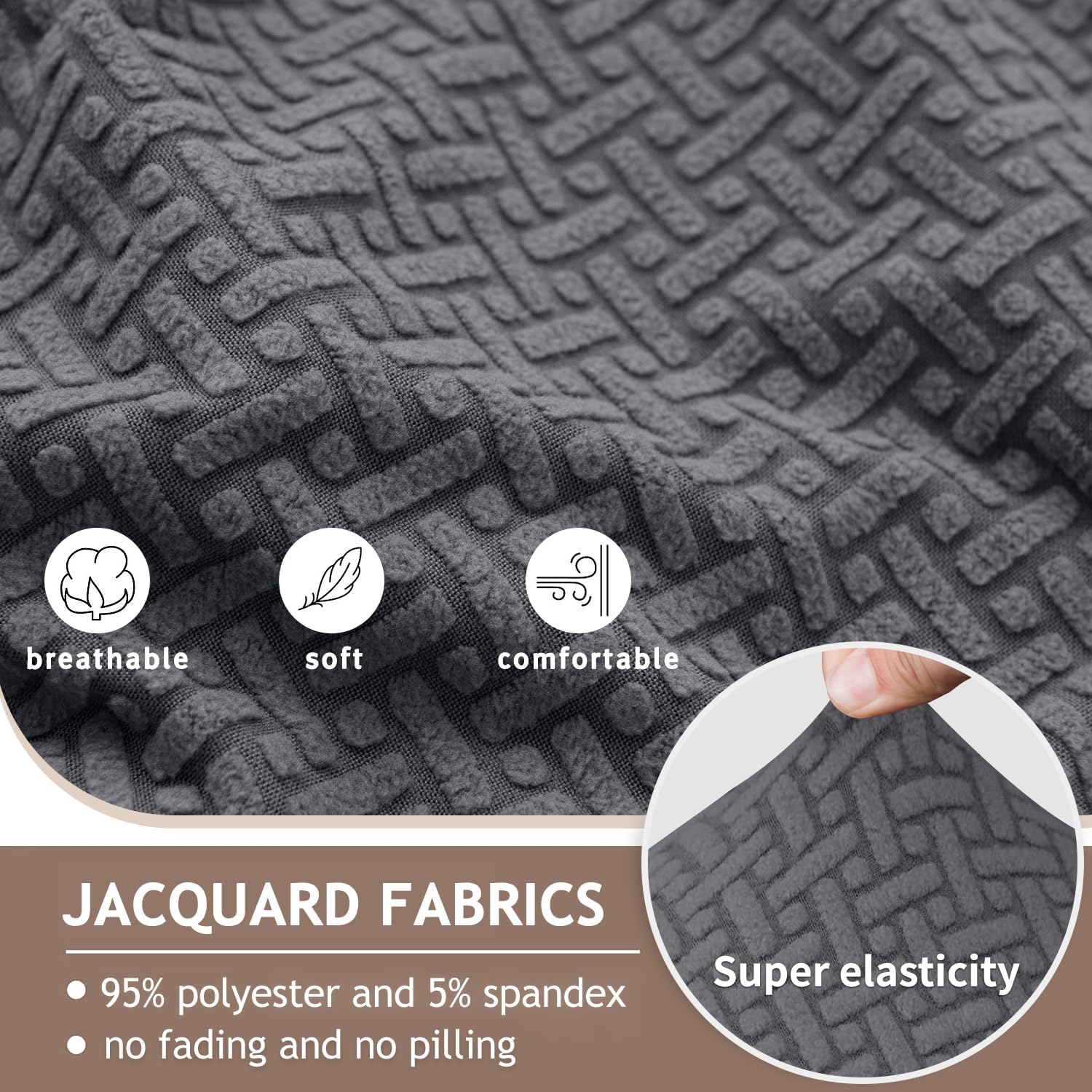 ALIECOM 100% Waterproof Recliner Sectional Couch Covers L Shape Stretch Corner Reclining Sectional Sofa Cover Washable Recliner Slipcover Protector for Dog Pet (5 Seat and 1 Console, Medium Gray)