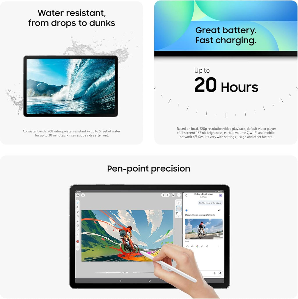 Samsung Galaxy Tab S10 FE 256GB WiFi Android Tablet + Book Cover Keyboard Slim, Large Display, Long Battery Life, Powerful Processor, S Pen, US Version, 2025, 2 Yr Manufacturer Warranty, Gray