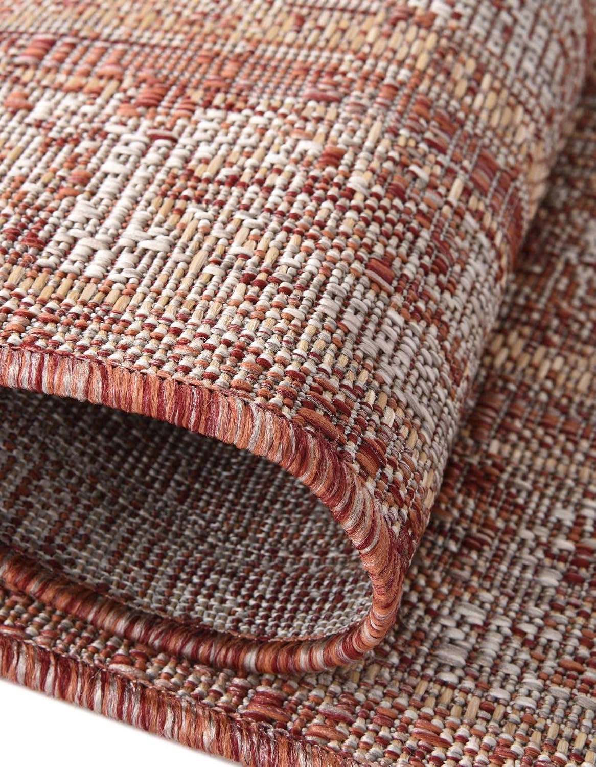 Unique Loom Outdoor Traditional Collection Area Rug - Valeria (2' x 3' 1' Rectangle, Rust Red/ Ivory)