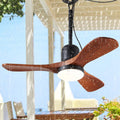34' Outdoor Ceiling Fan with Light & Remote, Plug-in or Hardwire Gazebo Fan, Waterproof Wet Rated, 3 Walnut Wood Blades, Rustic Farmhouse Hanging Fan for Patio, Porch & Bedroom (Walnut-F235)